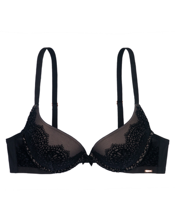 Dorina D000094 Black Velvet Push Up Plunge Underwire Bra myselflingerie.com